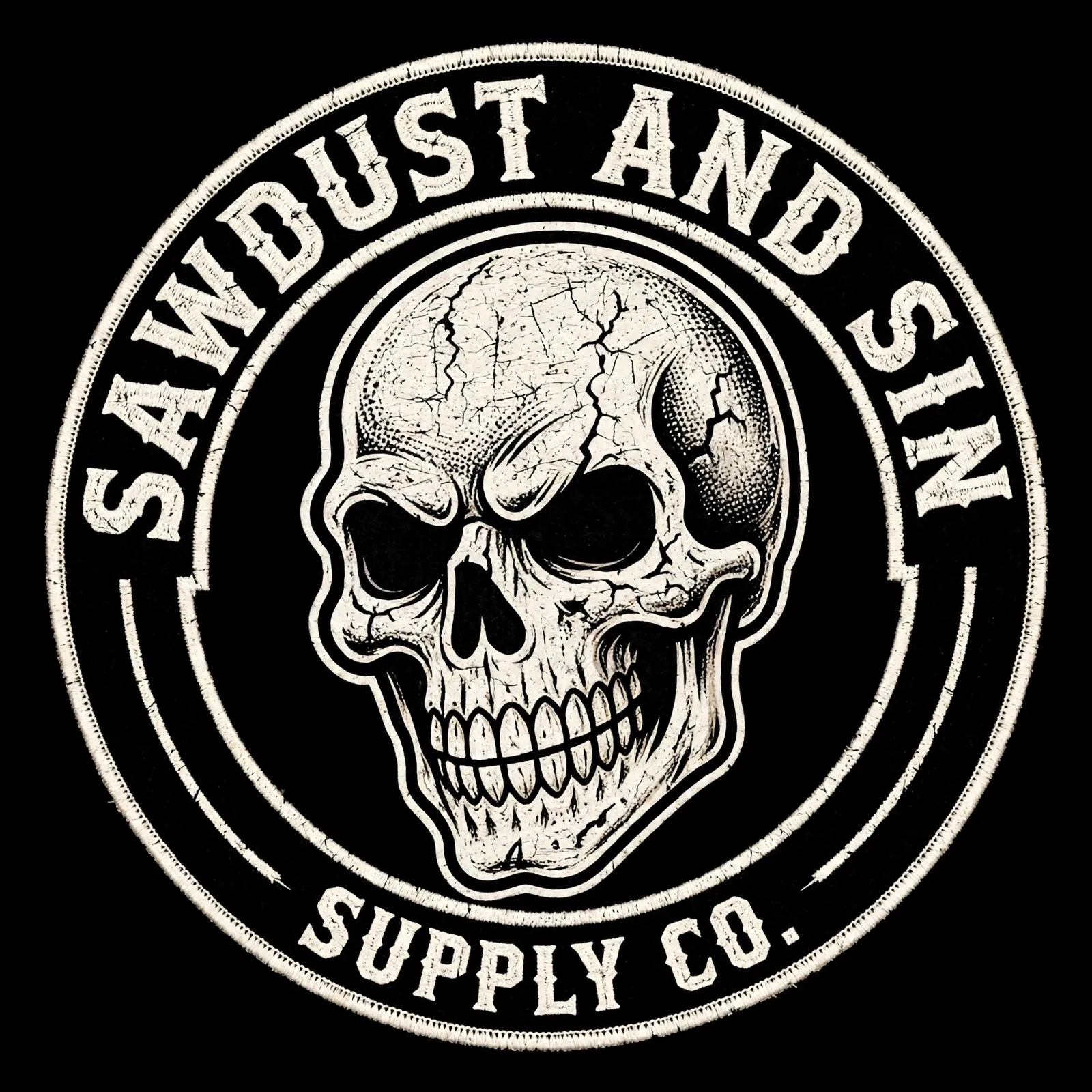 Sawdust and Sin rocker patch logo
